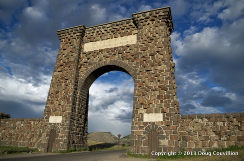 photograph of the north gate into Yellowstone National Park